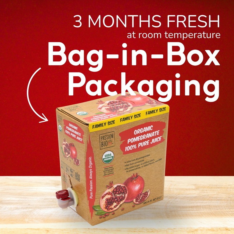 Organic Pomegranate Juice Box 101.4 Fl Oz | Pure Fruit