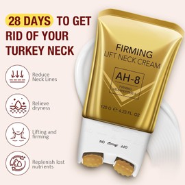 AH-8 Neck Perm Cream with Roller Collagen Peptide Anti-Aging Formula Tighten Sagging Turkiye Deep Moisturizing Smoothing Fine Wrinkles Facial Daily Care Visible lifting in just a few days.Size / 롤러가 포함된 AH-8 넥 펌 크림 콜라겐 펩타이드 안티에이징 포뮬러 처진 튀르키예 조여주기 깊은 보습 잔주름 매끄럽게 하기 얼굴 데일리 케어 며칠 만에 눈에 띄는 리프팅. Size