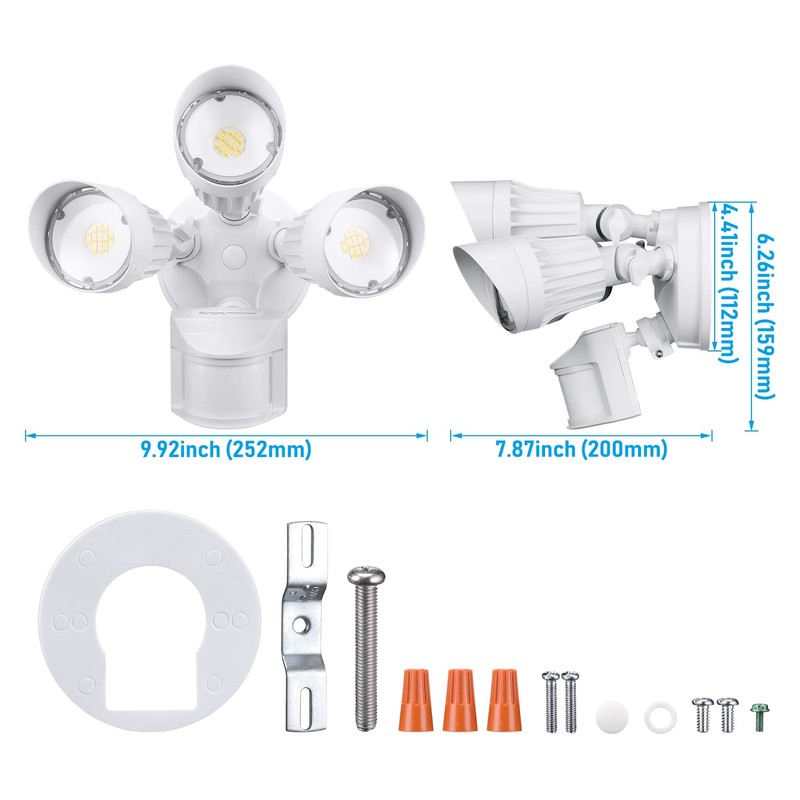 LEONLITE 3CCT LED Security Light Motion Sensor, Aluminum Flood Lights