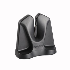 Ergo Chef Knife Sharpener FastEdge II with Auto Adjusting Spring Loaded Inserts Knife Sharpener & Hone 2 in 1 System Sharpens and Hones, Ergonomic and Anti-Slip Pads on bottom (Black)