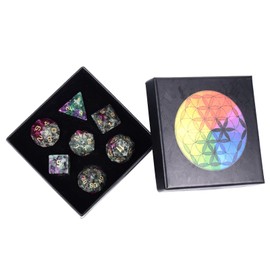Nupuyai Healing Ruby in Fuchsite Crystal D&D Polyhedral Dice Set with Box for Dungeons and Dragons, Set of 7 Table Top Game Dice for RPG MTG Roleplaying Collection