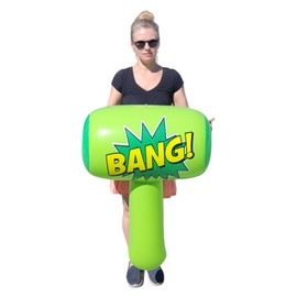 Colorful Jumbo Bang Mallet Inflate (36") Pink, Blue, Purple and Green Colors Available. Double-Sided Inflatable Big Bopper Hammer for Play Fights for Kids and Adults. (Green)