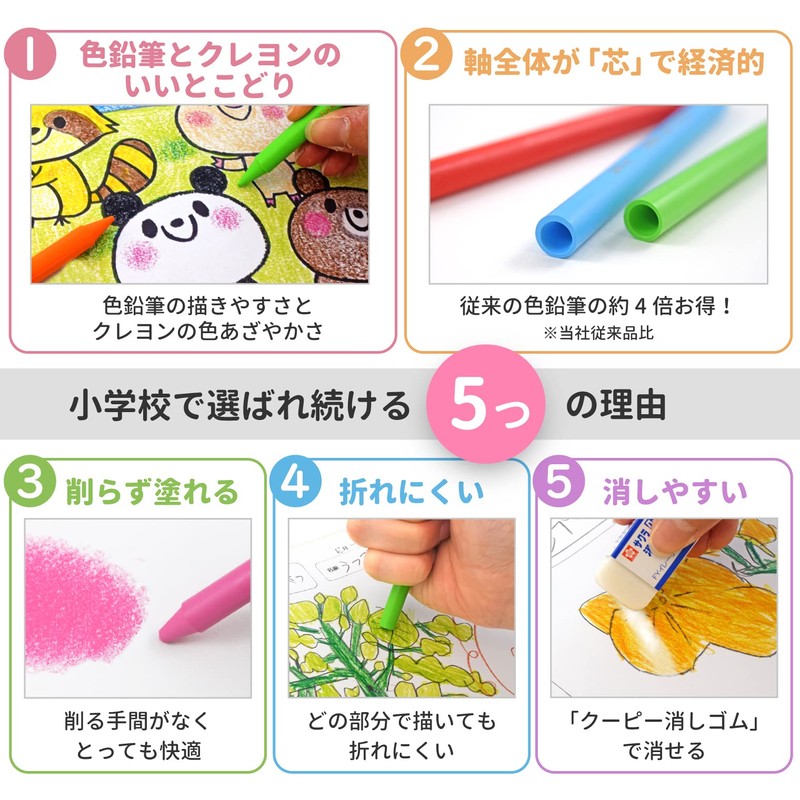 Sakura Crepas Colored Pencils, Coupy Pencils, Set of 6, Red,