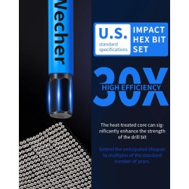 DCWecher 20 Pieces Allen Wrench Drill Bit Set Hex Bits 2 inch 20 (Metric & SAE)