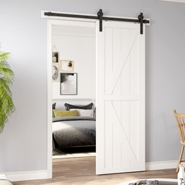 HomLxaLx 5ft Heavy Duty Sturdy Sliding Barn Door Hardware Kit for Single Door, Easy to Install and Reusable - Fit 1 3/8-1 3/4" Thickness & 30" Wide Door Panel, Black (I Shape Hanger)