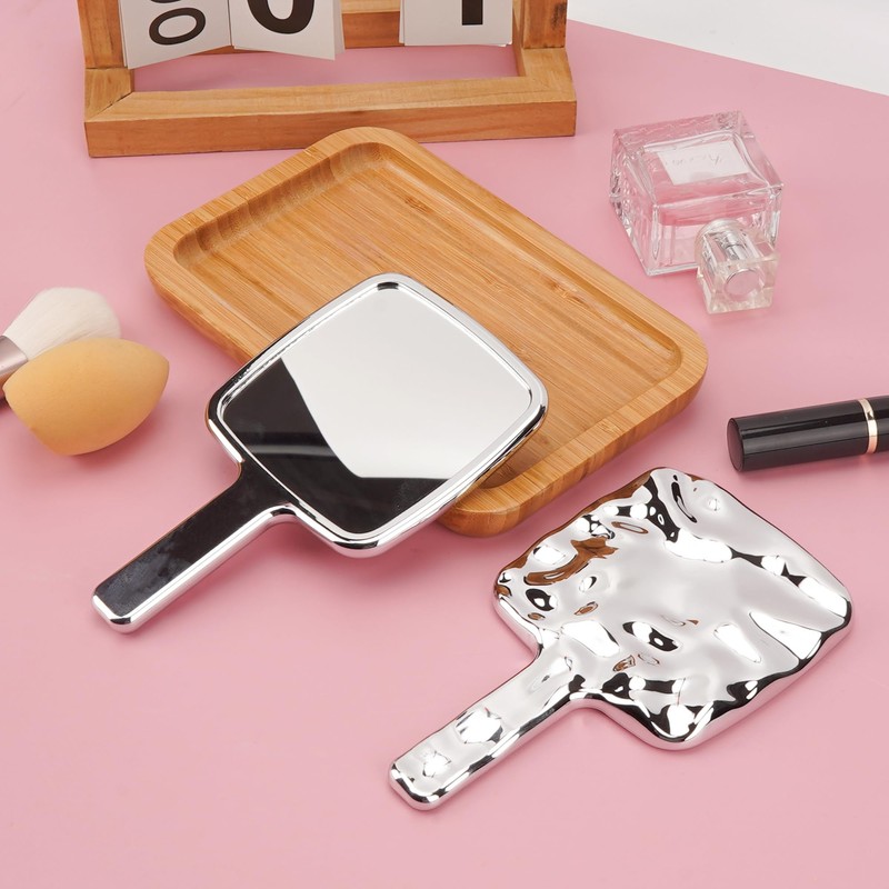 BUNCHBRAVO Compact Hand Mirror - Water Ripple Design, Square Handheld