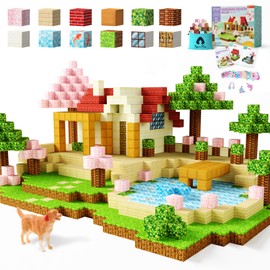 VigorFun Magnetic Blocks, 163 PCS Mine Courtyard Magnet World Building Set- STEM Montessori Sensory Toys for Toddlers Boys Girls Birthday Gifts, Construction Toys for 3 4 5 6 7 8 Year Old Kids