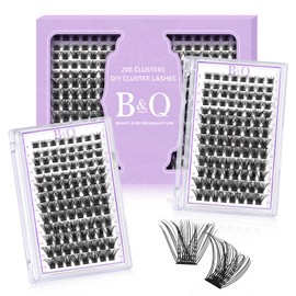 B&Qaugen Individual Eyelashes, 208 Pieces, 16MIX, B&Q DIY Lash Clusters, Individual Eyelashes for Beginners, Reusable Eyelashes, Individual Eyelashes for Eyelash Extensions at Home, Lashes, Eyelashes,