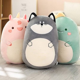 Kekeso Dinosaur Plush Hugging Pillow Cute Stuffed Animal Plush Toy Throw Pillow Soft Cartoon Plushie Sleeping Pillow for Kids (Husky, 45cm/17.71in)