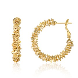 POWNOOL 14K Gold Open Hoops Earrings | Gold Earrings Hypoallergenic Plated Lightweight Chunky Gold Hoop for Women (Unique)