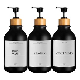 Kit de 3 Dispensadores de Jabon | 500 ML de Capacidad | Set de Juego de Baño para Manos | Botellas Dispensadoras de Shampoo (Negro)