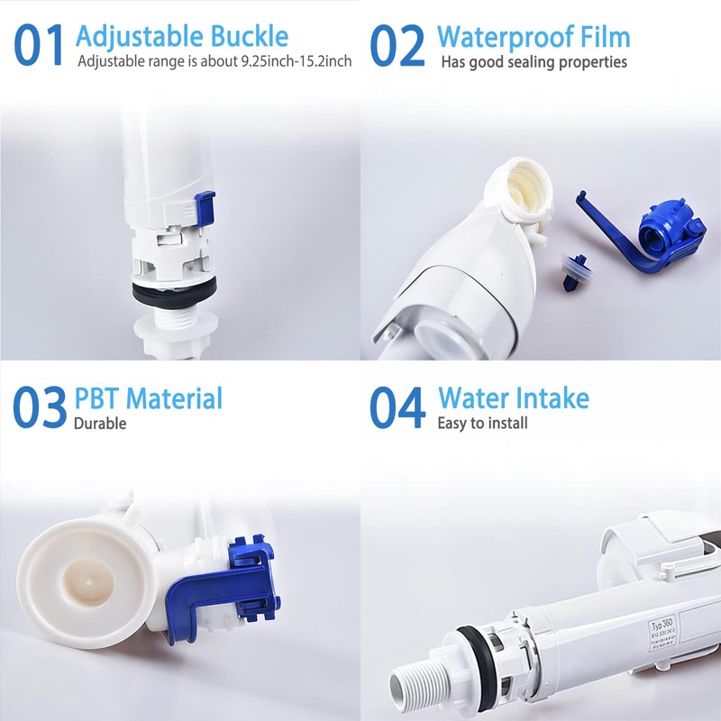 Lychee Light Adjustable Toilet Fill Valve Replacement Kits，Inlet Valve Repair