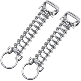 mongtsamz Tension Spring Spring with Double Hooks - Mounting Accessories, Sun Sail, Steel Spring for Tent, Awning, Boat, Caravan, Pack of 2, Stainless Steel, Silver