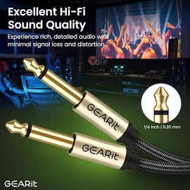GearIT - Cable para guitarra eléctrica de 1/4 pulgadas a 1/4 pulgadas (3 metros, paquete de 2 TS recto, macho a macho, Mono Jack de 6.35 mm con conector de aleación y trenzado de nailon