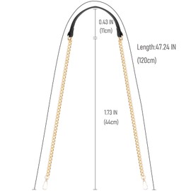 Skweawert Black 39 Inch Purse Chain Strap, Leather Metal Chain Strap Handbag Chain Purse Handles Shoulder Cross Body Replacement Strap White Chain