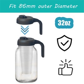 AZANU 6pcs Set Cold Brew Mason Jar Coffee Maker Accessories，32oz Wide Mouth Mason Jar Replacement Include 304 Stainless Steel Filter and Coffee Scoop，Flip Cap Lid for Brewed Coffee，Snarky Tea (Grey)