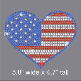 Unbranded 5.8" RED WHITE BLUE rhinestone iron-on transfer July 4 American flag