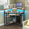 Triangle Corner Desk with Charging Station and LED Light for