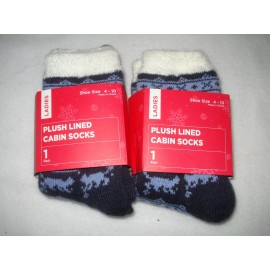 Mayfair Women's 2-Pairs Plush Lined Cabin Socks Size 9-11