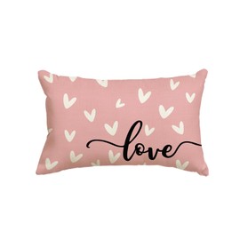 AVOIN colorlife Valentine's Day Love Pink Throw Pillow Cover, 12 x 20 Inch Anniversary Wedding Cushion Case Decoration for Sofa Couch