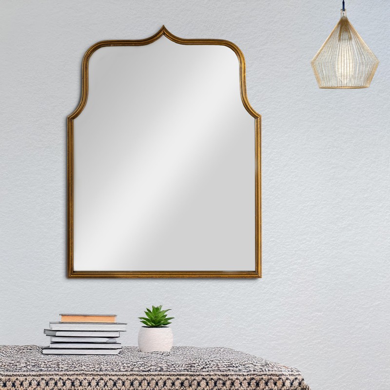 Creative Co-Op Arched Metal Framed Wall Mirror, Antique Goldleaf