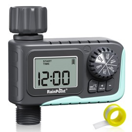 RAINPOINT Sprinkler Timer Outdoor, Water Timer for Garden Hose, Programmable Watering Irrigation Timer with Rain Delay/Manual, V2, 2024 Release(Plastic)