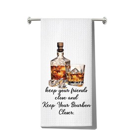 JNIAP Bourbon Kitchen Towel Keep Your Friends Close and Keep Your Bourbon Closer Bourbon Lover Gifts (Keep Your kt)