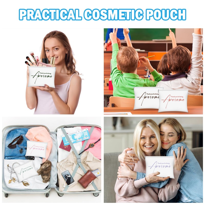 24 Pcs Thank You Cosmetic Bags, Inspirational Makeup Bags Bulk