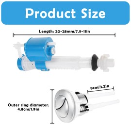 Toilet Cistern Flush Parts, Toilet Flush System Replacement with Fill Valve and Flush Button, Easy-to-Install Water-Saving Solution for Home and Commercial Bathrooms
