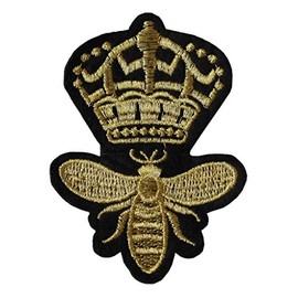 TENNER LONDON Queen BEE Embroidery Patch Iron on or Sew on Embroidered Motif Royal Transfer Applique