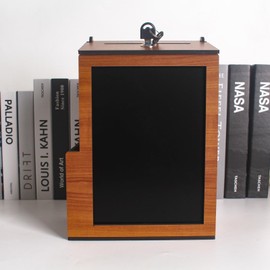 SHUMEI Rustic Vintage Wooden Ballot Box with Lock - Multi-Purpose Secure Suggestion, Tip, and Donation Box for Churches, Cafes, Restaurants, and Offices