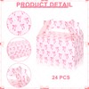 FYSUIMU 24Pcs Pink Bow Treat Boxes with Handles Pretty Bow
