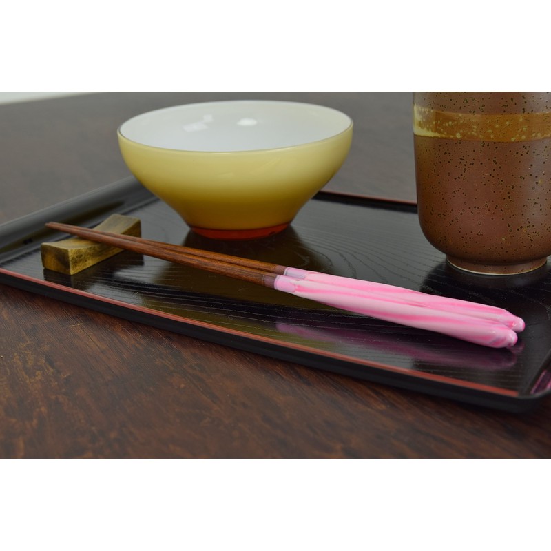 Aoba Chopsticks Natural Wood, Candy Ball Thread, Pink, 9.1 inches