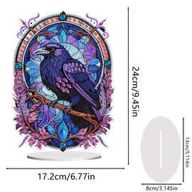 hospitian DIY Diamond Desktop Decoration Purple Crow, Crystal Diamond Art Painting Desktop Decorations Single Side, Diamond Decoration Suitable for Adult Beginners Home Office Decoration Crafts Gifts