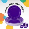 Exquisite Purple Paper Plates - Disposable 100 Pcs Set (50-7"