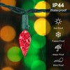 BOHON Red White and Green Christmas Lights Outdoor Faceted C6
