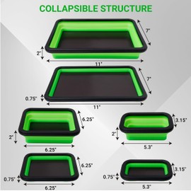Cenforge Collapsible Magnetic Parts Tray Set, Magnetic Tray for Mechanic's, 3 Different Size Tool Trays for Small Metal Parts, Cool Mechanic Tools, Cool Gifts for Mechanic (Green)