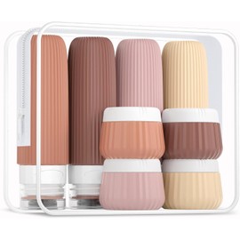 Botellas de Viaje de Silicona 8Pcs, Botes Viajes Rellenables 30/90ml, Artículos de Tocador de Viajar, Botellas de Viaje Silicona a Prueba de Fugas, Envases Viajes para Champú, Cosméticos