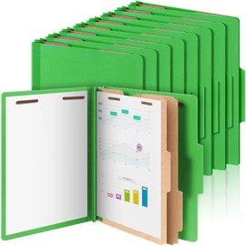 Skyygemm 12 Pcs Classification Folders Bulk 2 Dividers File Folder with Fastener 2 Prongs Letter Size Pressboard File Folders with 3.5 Inch Expansion for Organize Office Medical Document (Green)