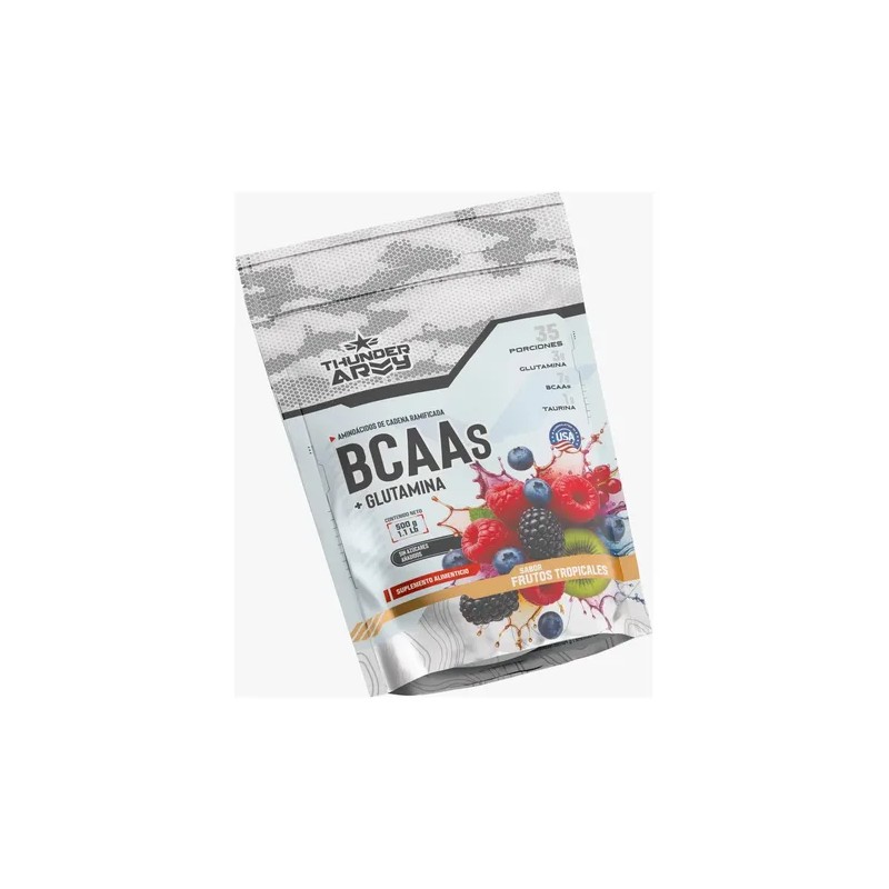 Aminoácidos Bcaas Glutamina Thunder Army Recuperación Muscular Sabor Frutos Tropicales
