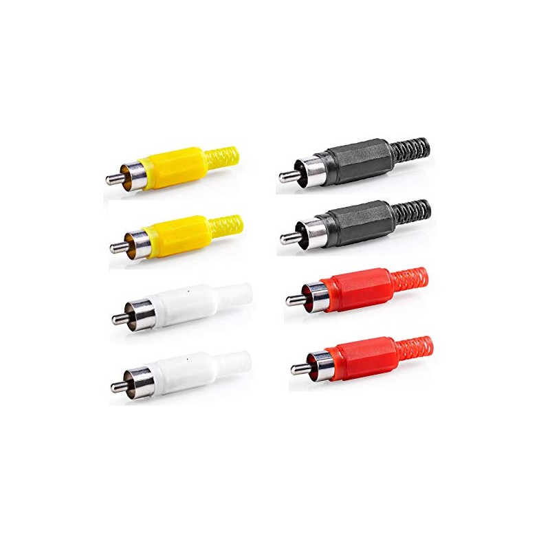 electrosmart Pack of 8 RCA/Phono Plug Connectors with Cable Protector
