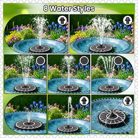 Yzert Solar Fountain with 2000mAh Battery & Innovative Indicator Works in Cloudy Day, 3.5W 2026 Glass Solar Water Fountain Pump Flower Shape with 7 Nozzles for Bird Baths, Ponds, Outdoors (White)