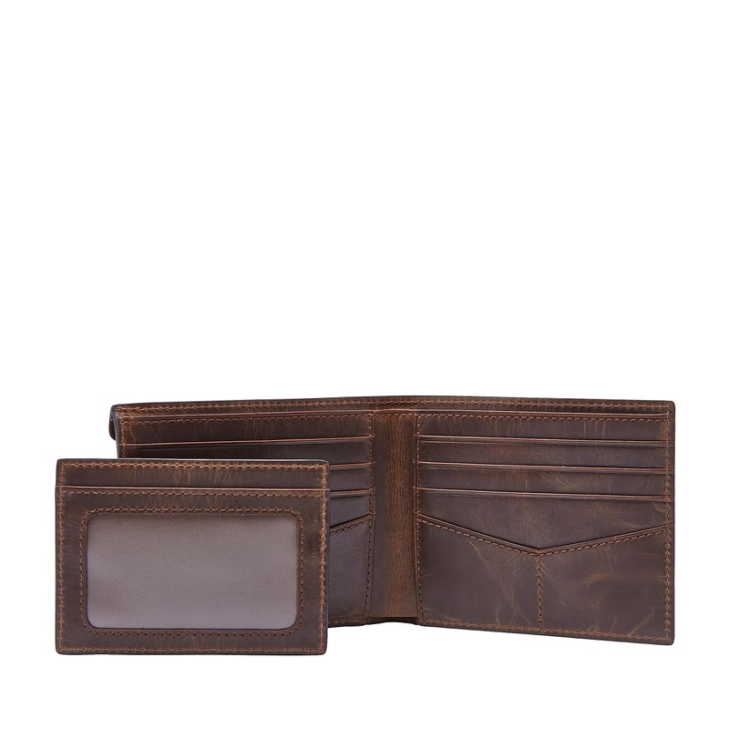 Fossil Men's Derrick Leather Bifold Sliding 2-in-1 with Removable Card