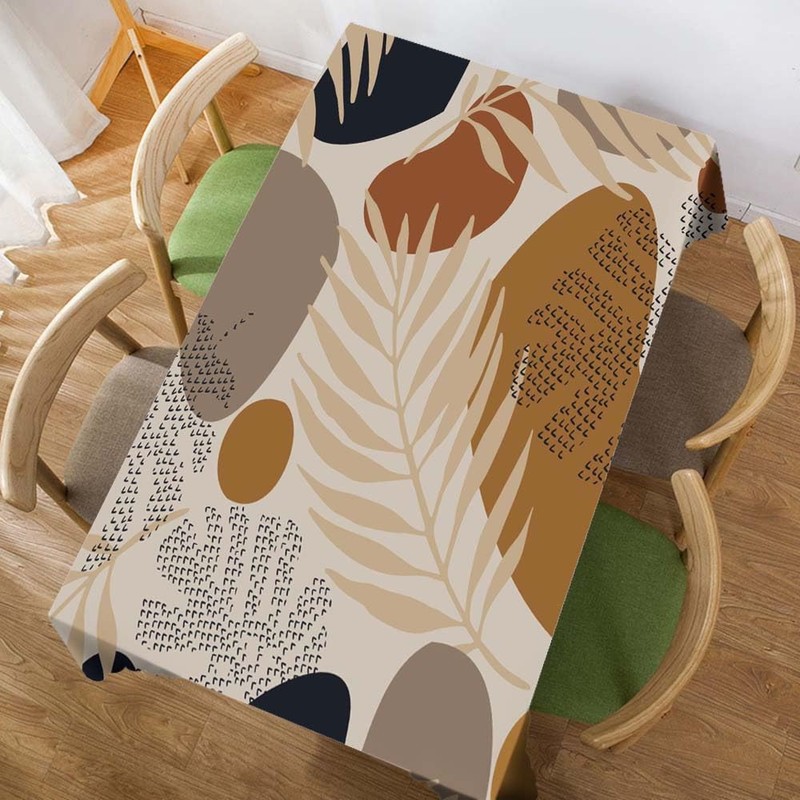 Walmsco Tablecloth Brown Leaves Decor For Dining Room Kitchen Rectangular