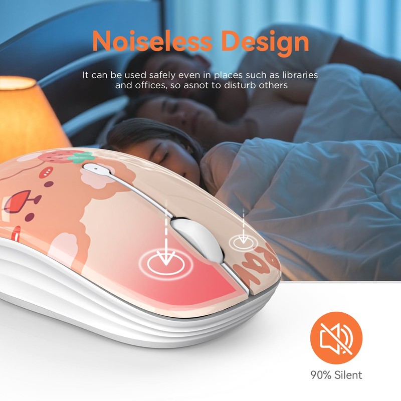 FMOUSE Lindo Mouse Bluetooth, Inalámbrico con tecnología 2,4 GHz, Ratón