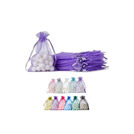 Soul Projekt 50pcs Organza Gift Bags, Light Purple 10x15cm Drawstring Bags for Favours, Jewellery, Birthdays, Diwali Mini Bags, Wedding Sweet Bags, Party, Christmas Organza Pouches All Occasions
