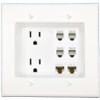 RiteAV Recessed Duplex Receptacle Outlet 2 CAT6 4 Phone Wall Plate White