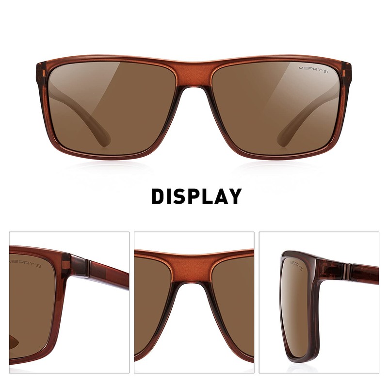 MERRY'S Rectangular Polarized Sports Sunglasses for Men Women Cycling Driving