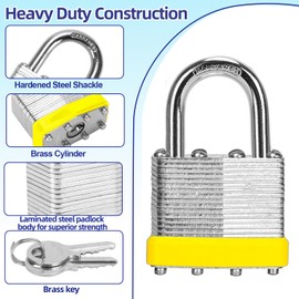 Padlocks with Same Key, LQYN 60 Pcs Laminated Keyed Padlock (1-9/16", 40mm), Keyed Alike Locks, Normal Shackle, for Storage Locker, Hasp Latch, Toolbox, Sheds