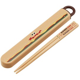 Skater ABS2AMAG-A Children's Antibacterial Slide Chopsticks Case Set, Burger Conx, Made in Japan